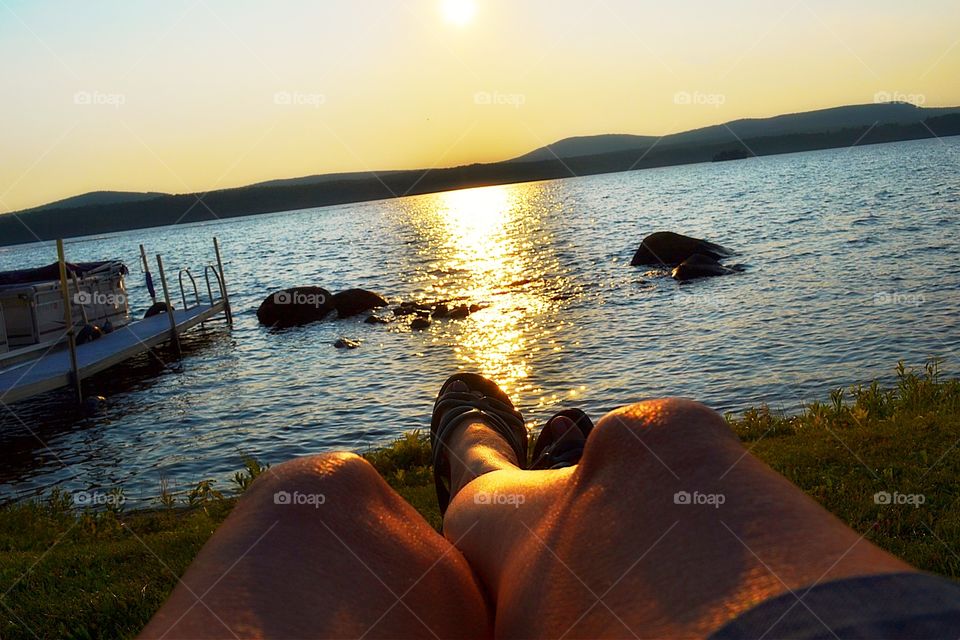 Front row seat. Front row seat for the sunset, adirondack mountains, northern New York State, Chateaugay lake