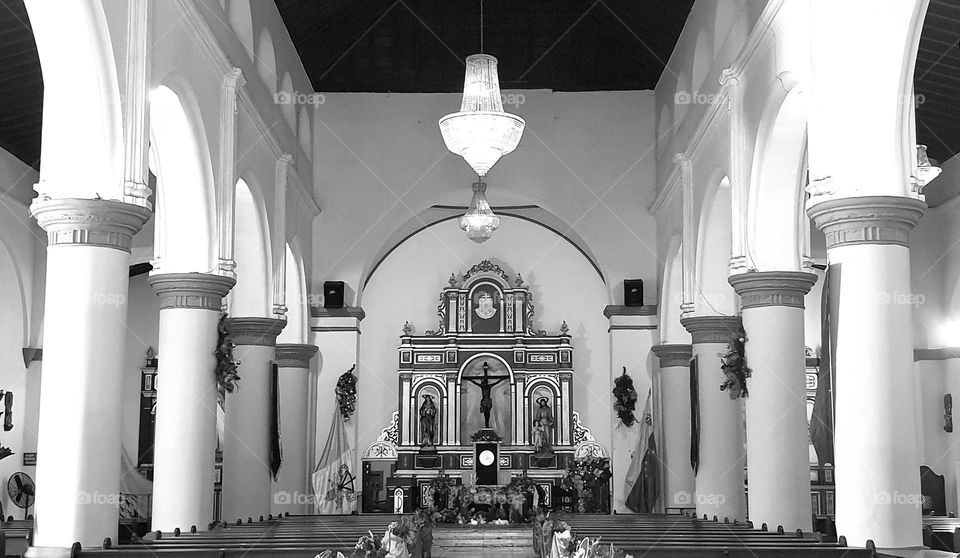 Cathedral, internal part of the building in the center of Maracay, architecture and design