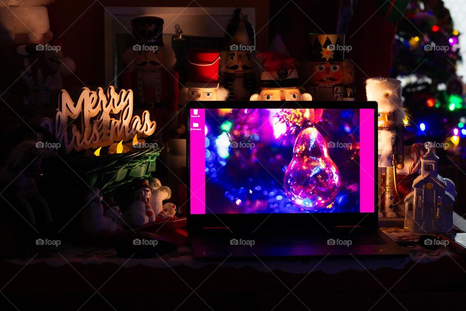 Desk space is in direct competition with Christmas decorations. Even my computer is only displaying Christmas themed photos on my screensaver. Those Nutcrackers are always watching and they mean business!