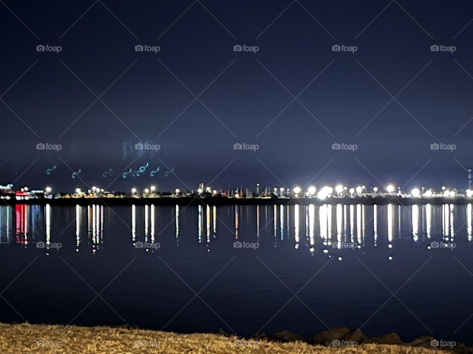 Night lights on the lake