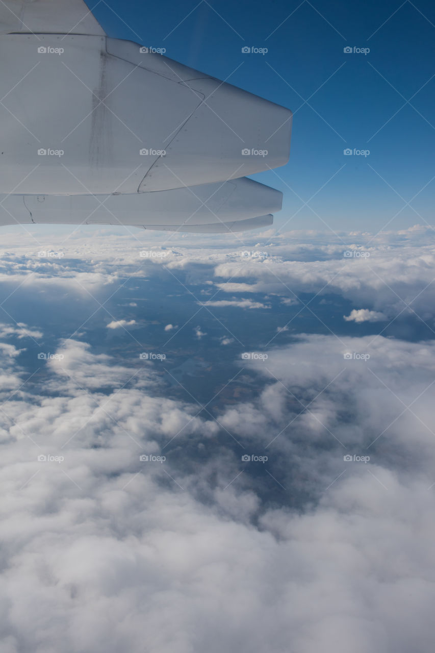 View from a airplane up in the air over Sweden traveling from Malmö to Stockholm.