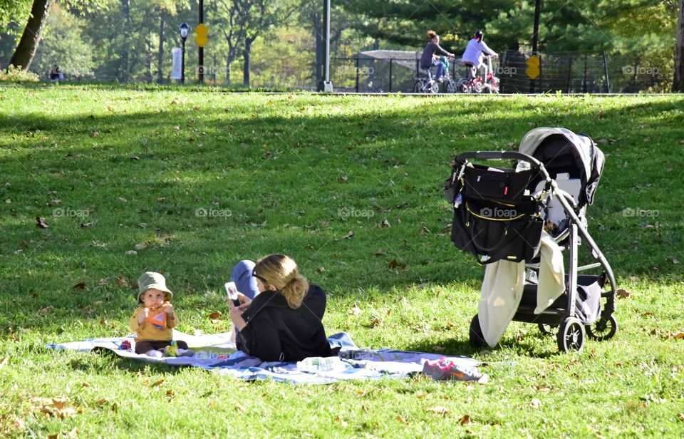 central park and lovely baby