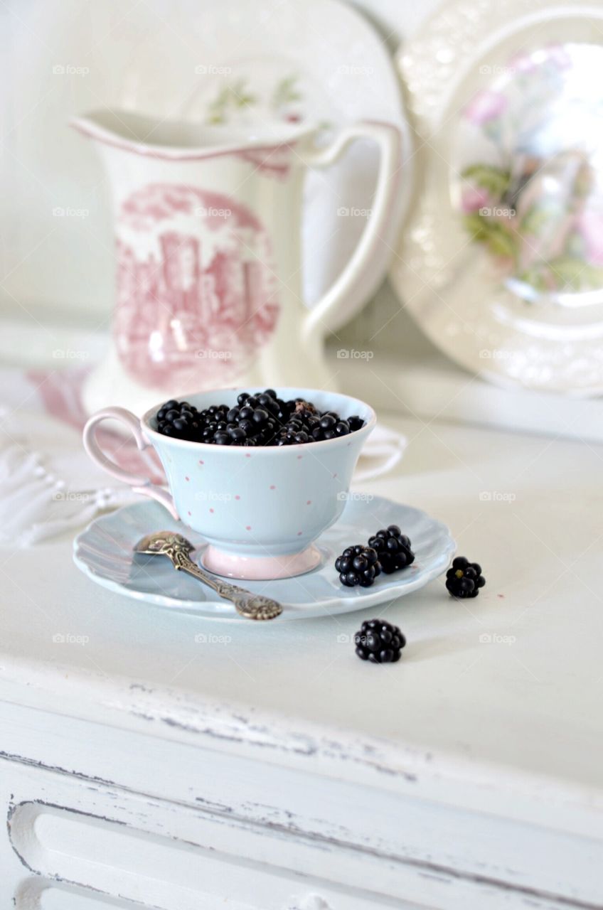 Cup of blackberries