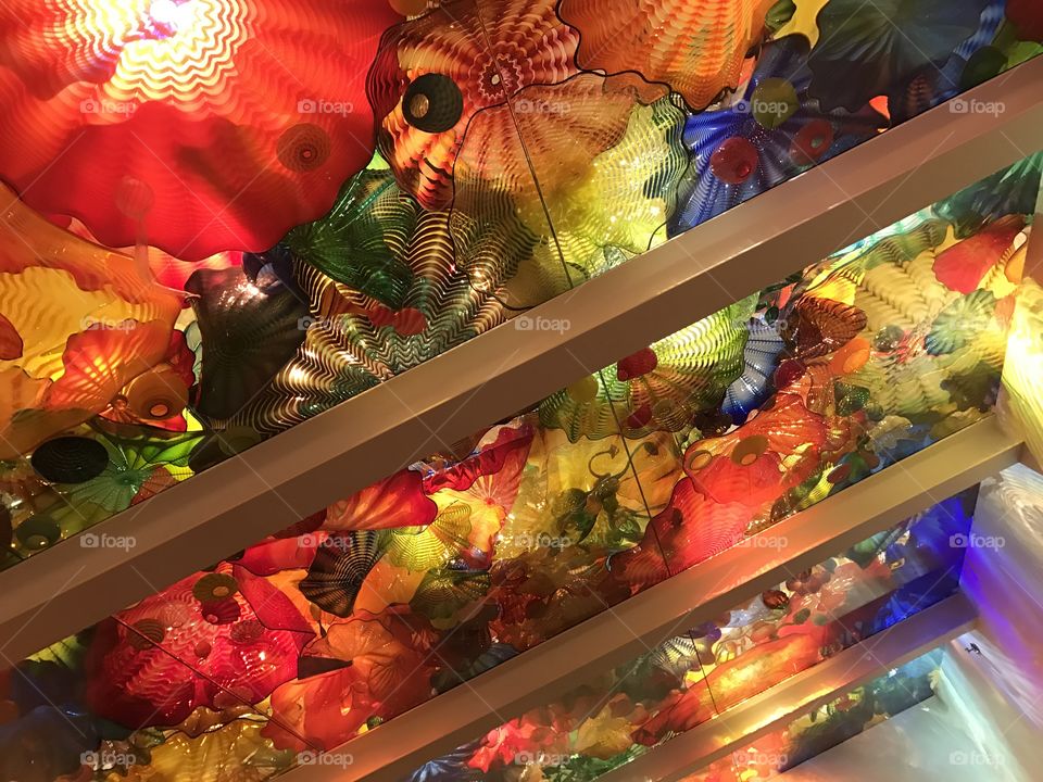 Chihuly ceiling at the Royal Ontario Museum
