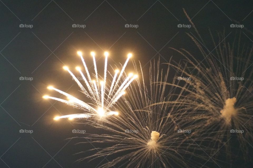 Fireworks burst. July 4th celebration
