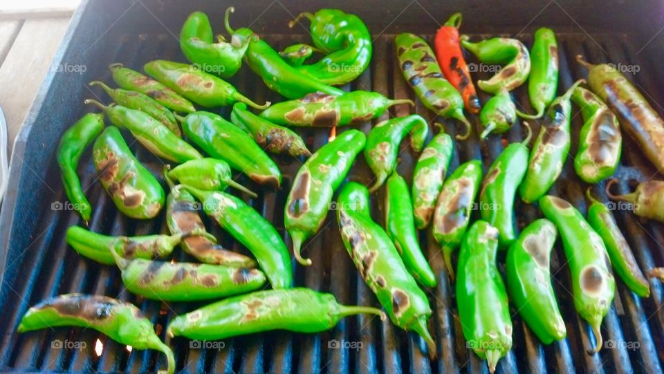Roasting green chili