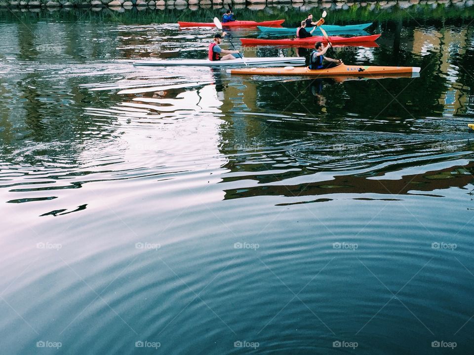 Reflections and movement on the water when the canoes come by