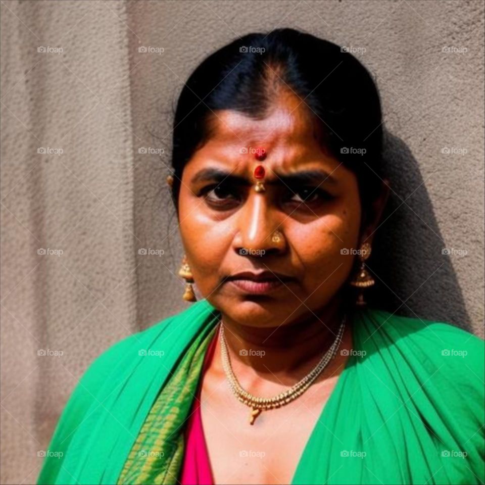 Real indian young woman with upset expression looking at camera