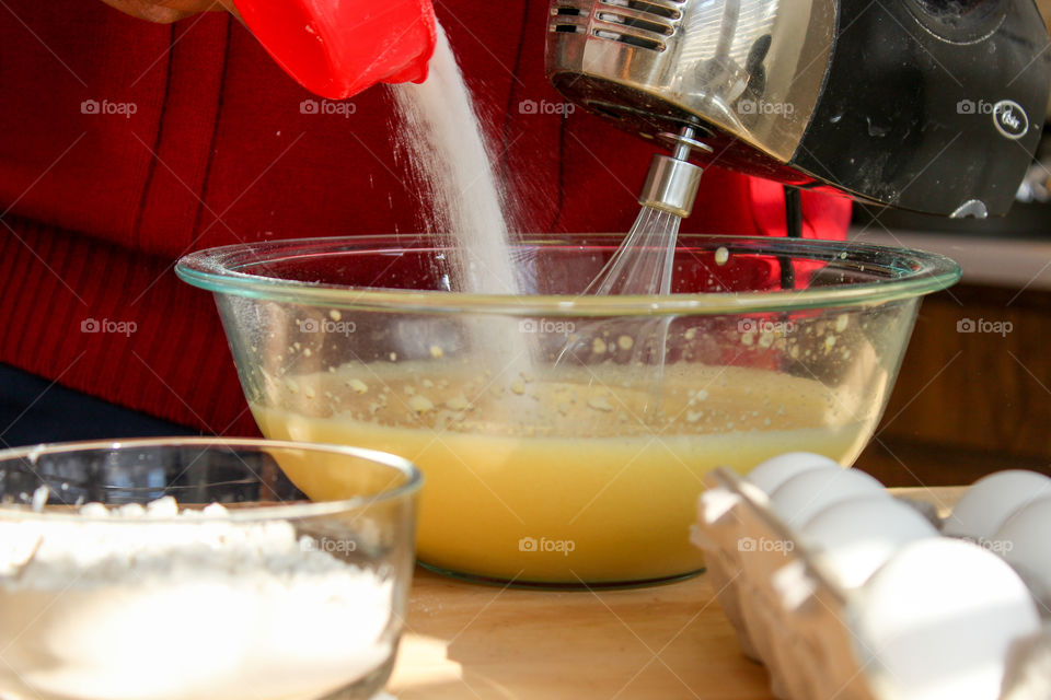 Mixing Sugar into Beaten Eggs