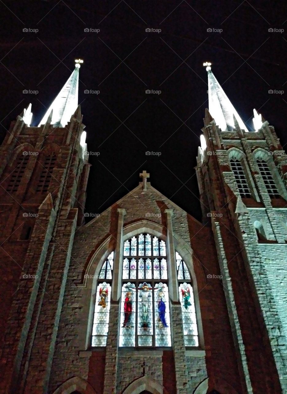 Nighttime Illumination of the Basilica of the Sacred Heart of Jesus
