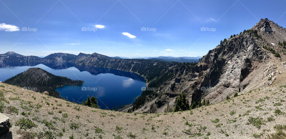Clouds reflecting in the beautiful Crater Lake