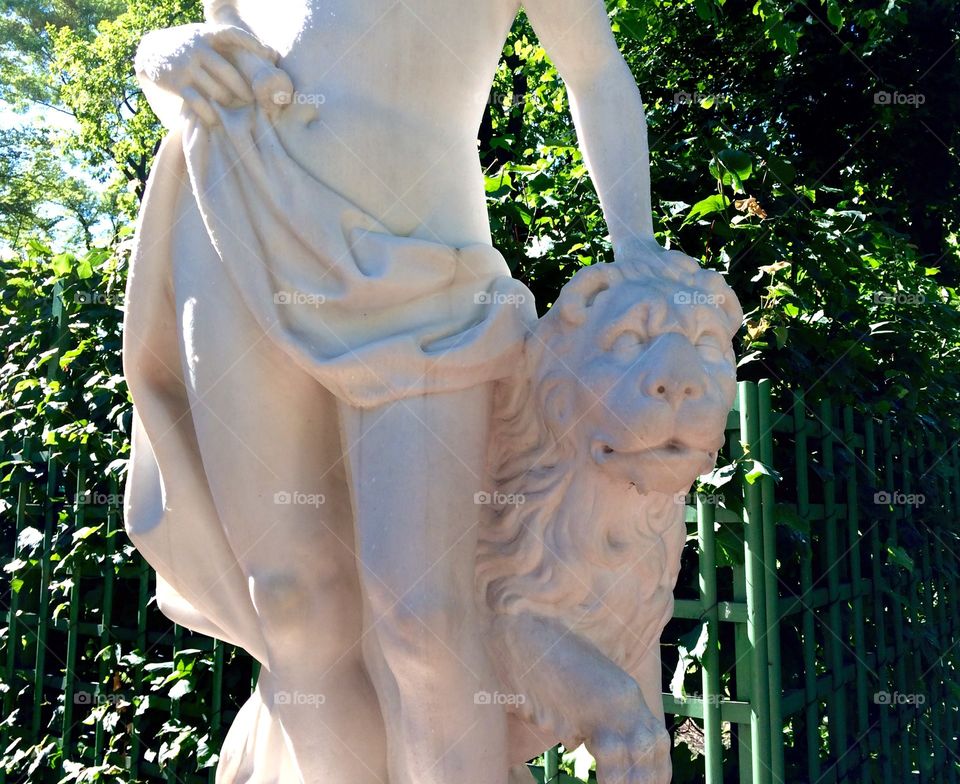 The beast and the girl. Statue in Summer Palace, St. Petersburg