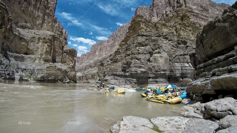 The confluence of Havasu Creek and the Colorado River in the bottom of the Grand Canyon