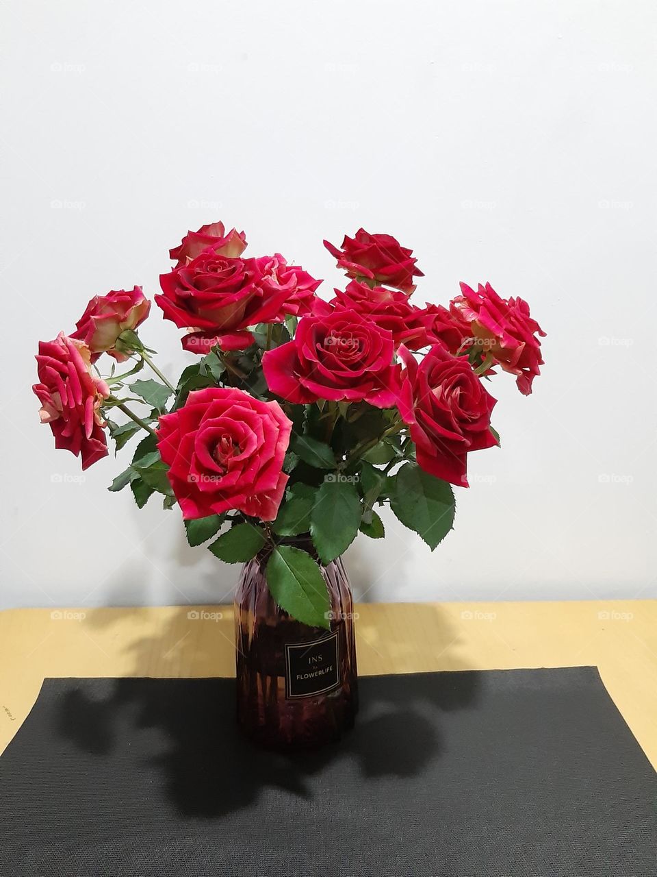 Red rose flowers in the vase