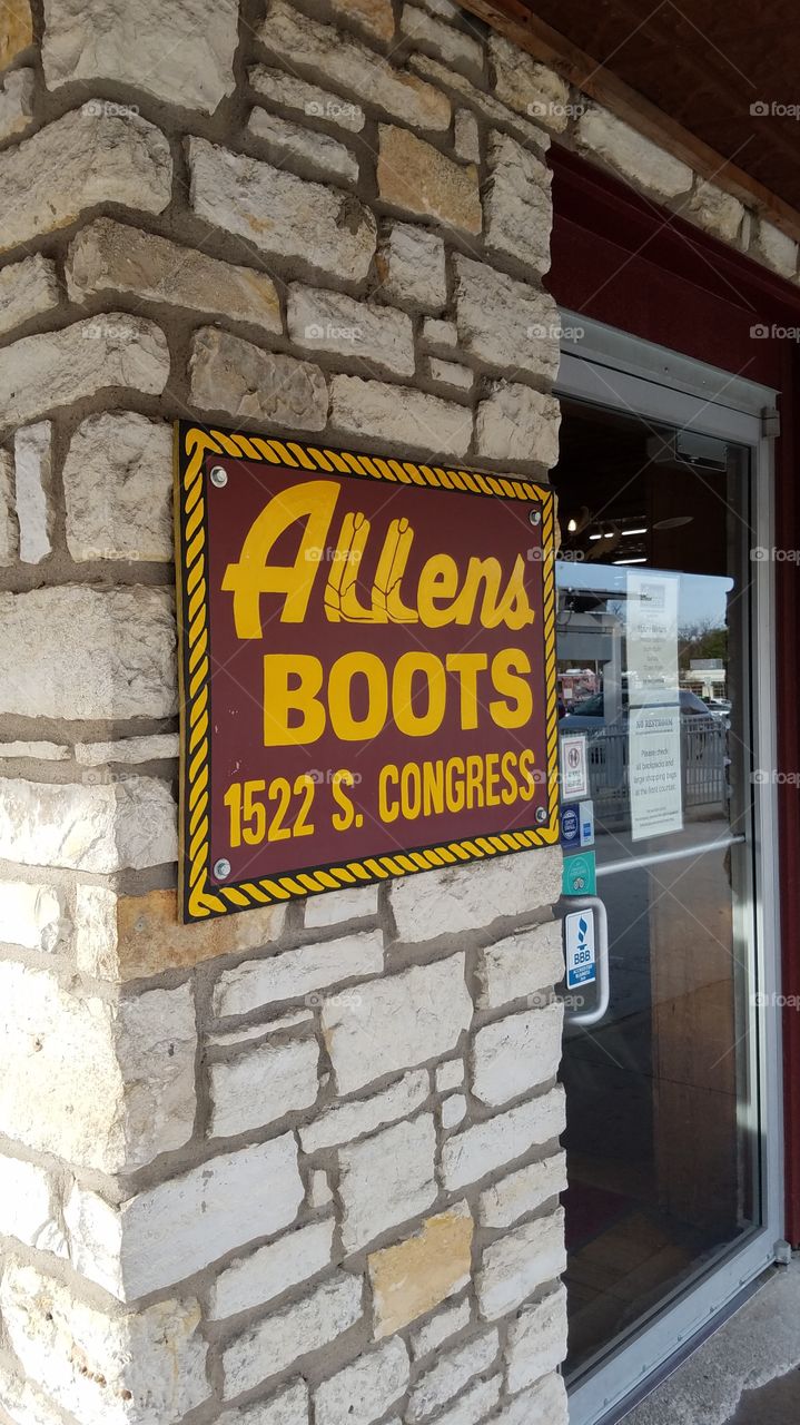 Allen Boots Sign Austin Texas