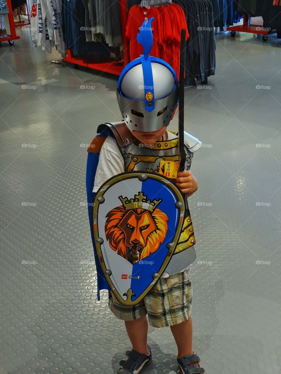 Boy In Knight Costume. Young Boy Dressed Up As A Medieval Knight

