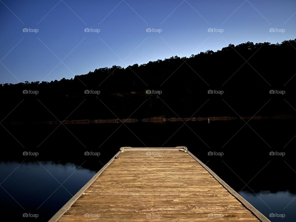 Peaceful night down at the dock on Lake Cumberland in Kentucky USA