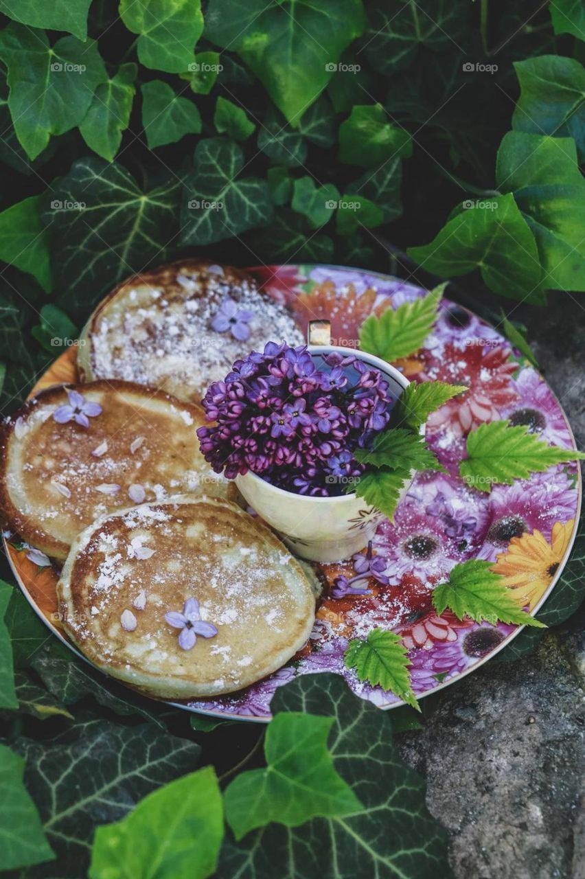 flowers pancakes food