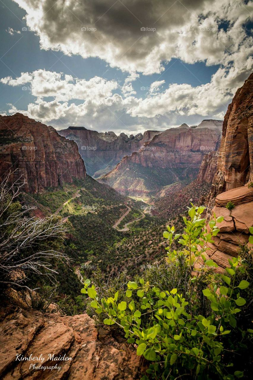 Zion National Park.  Mountain view from us high.