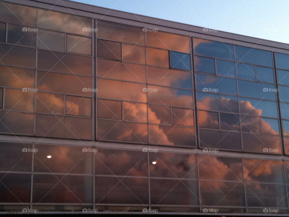 pink sunset airport building by ev77