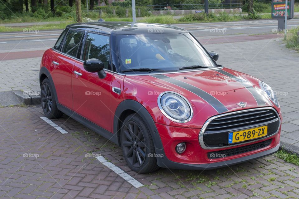 Red Mini Cooper Car At Amsterdam The Netherlands 19-6-2024