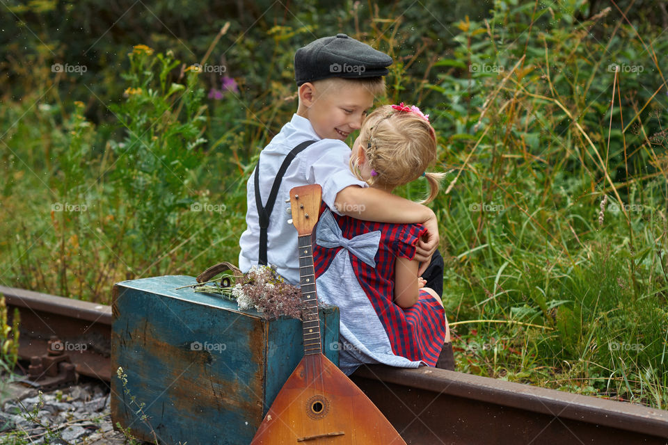 boy and girl hugging