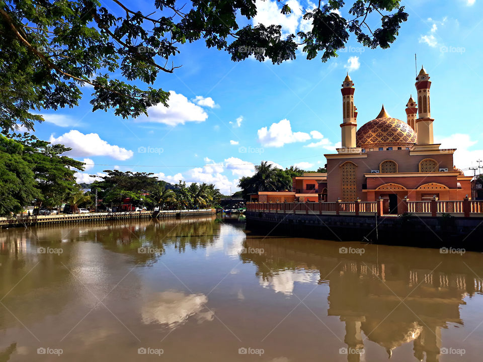 mosque at karang mumus river