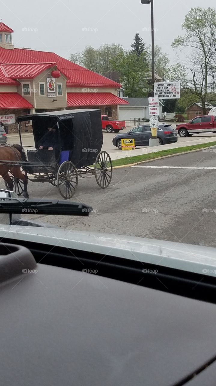 Amish  dude in his car