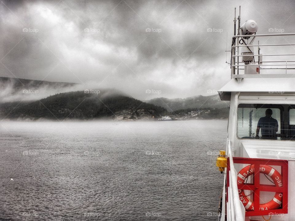 Ferry crossing the Saguenay River Baie Sainte Catherine -Tadoussac Quebec