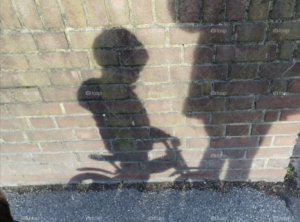 Boy, bike, Shadow,
