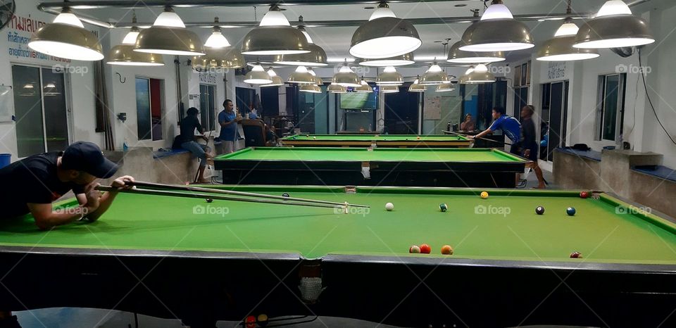 It huge billiards table. 
Have not seen before. Lol
Not easy to play but was fun 😅😅