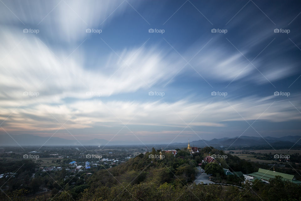 Temple in the hill with moving cloud 