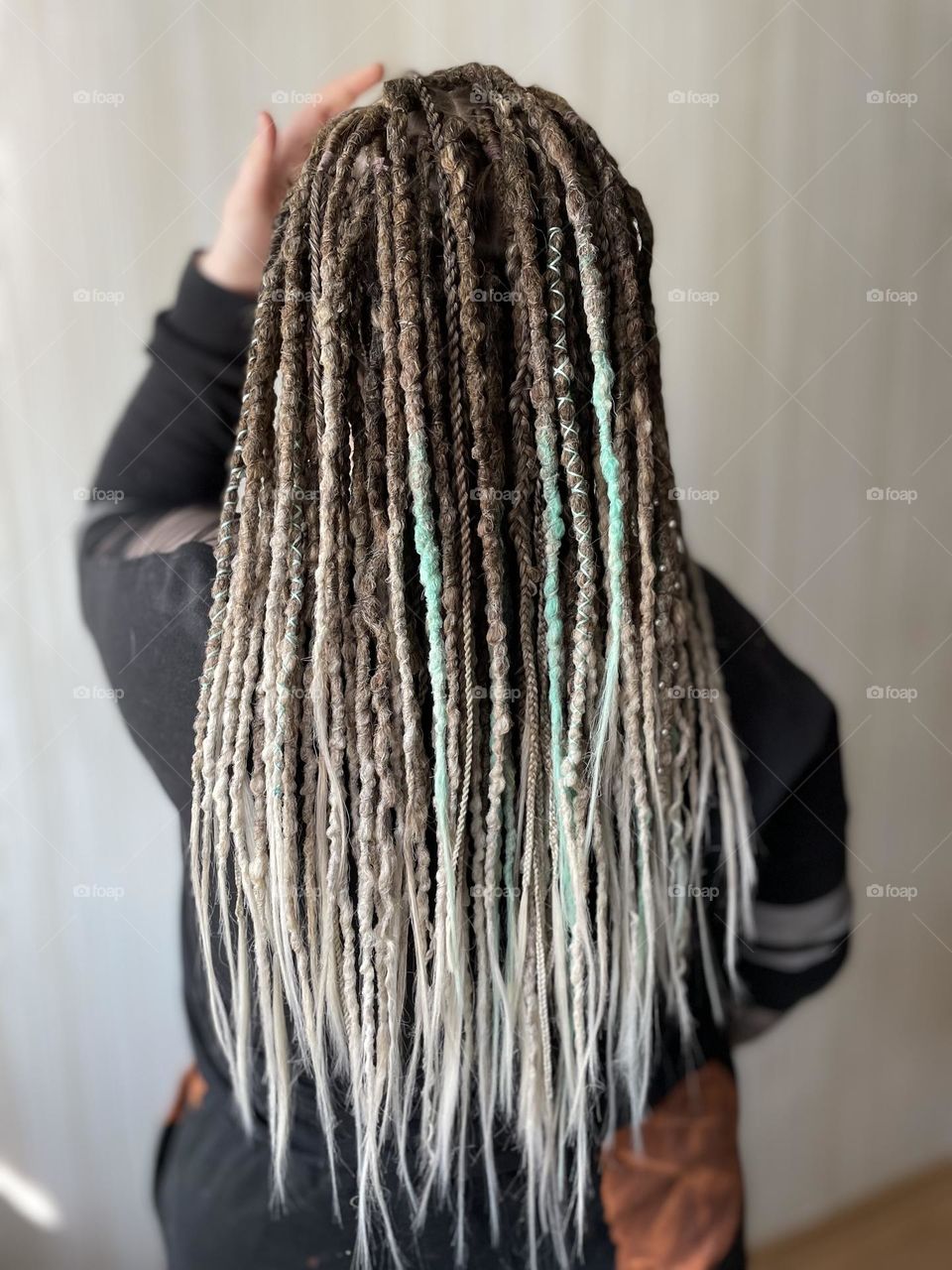 My regular customer with synthetic dreads by Bubbledreads