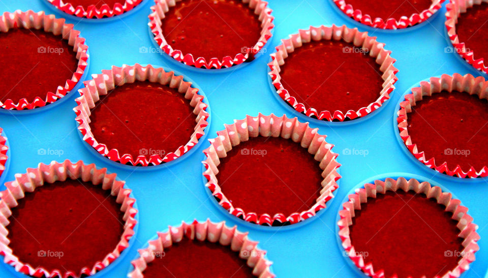 kitchen blue red cupcakes by cataana