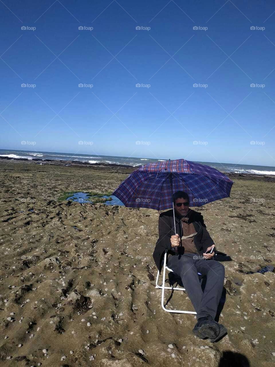 Best moment in nature near the beach under my umbrella at essaouira in Morocco.