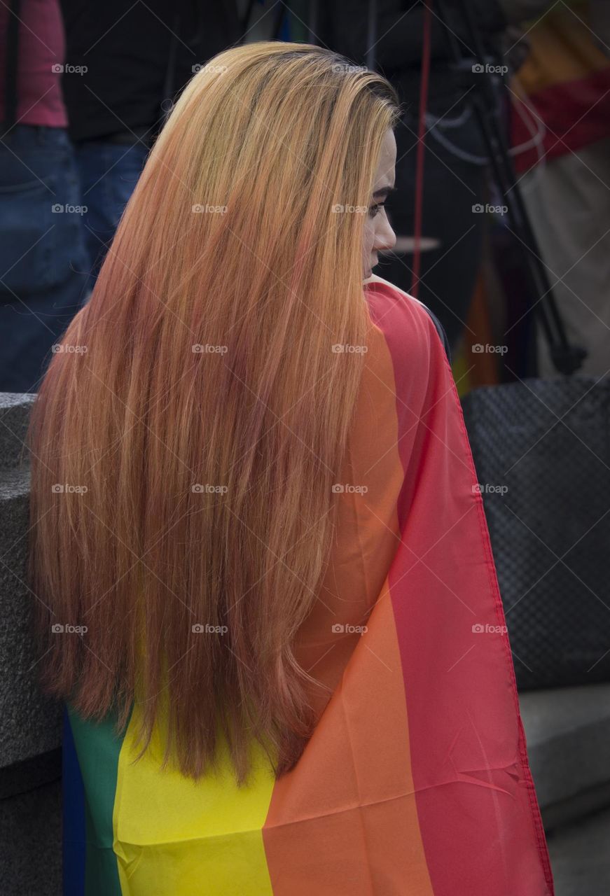 Red head teen woman at the Pride