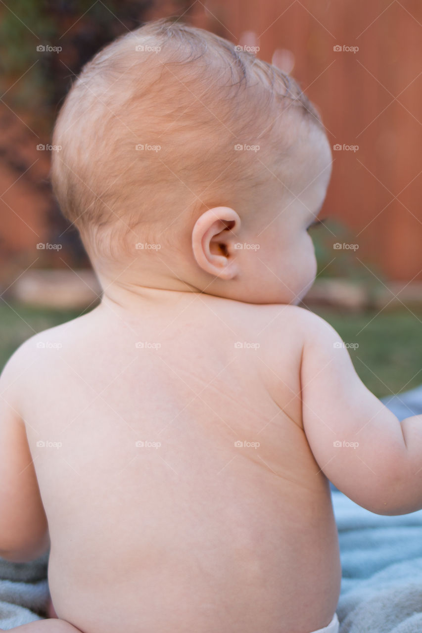 Close-up of naked baby boy