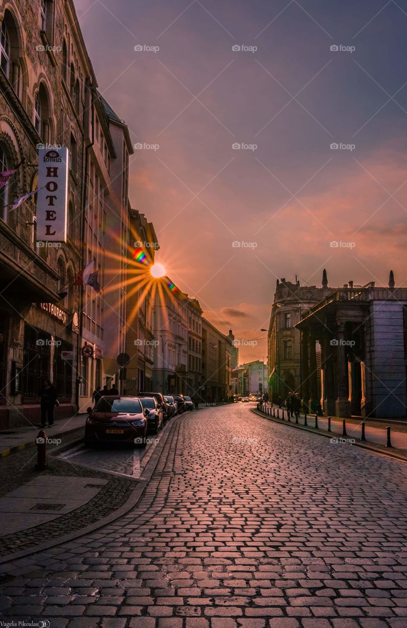 Street, City, Travel, Light, Sunset