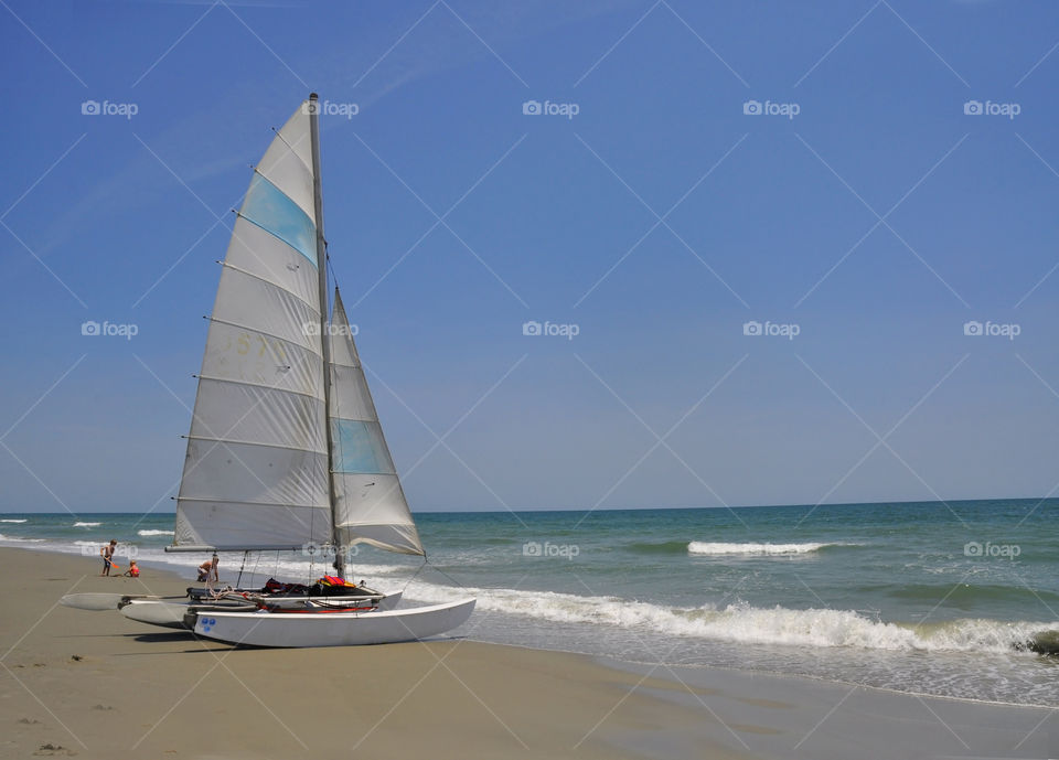 Sailboat. Sailboat by the ocean on a summer day