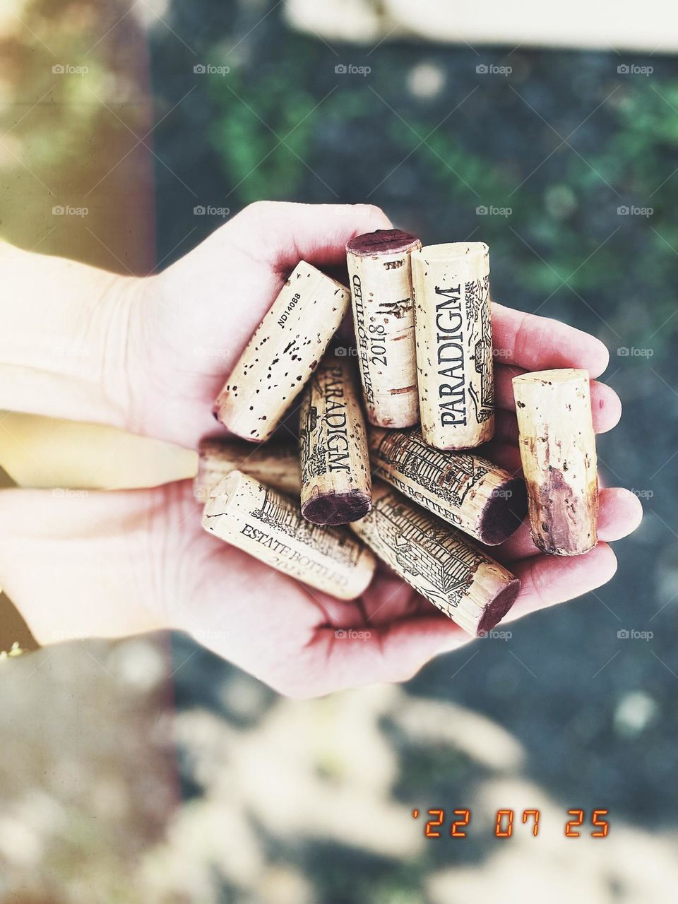 Handful of wine corks, Napa Valley. 