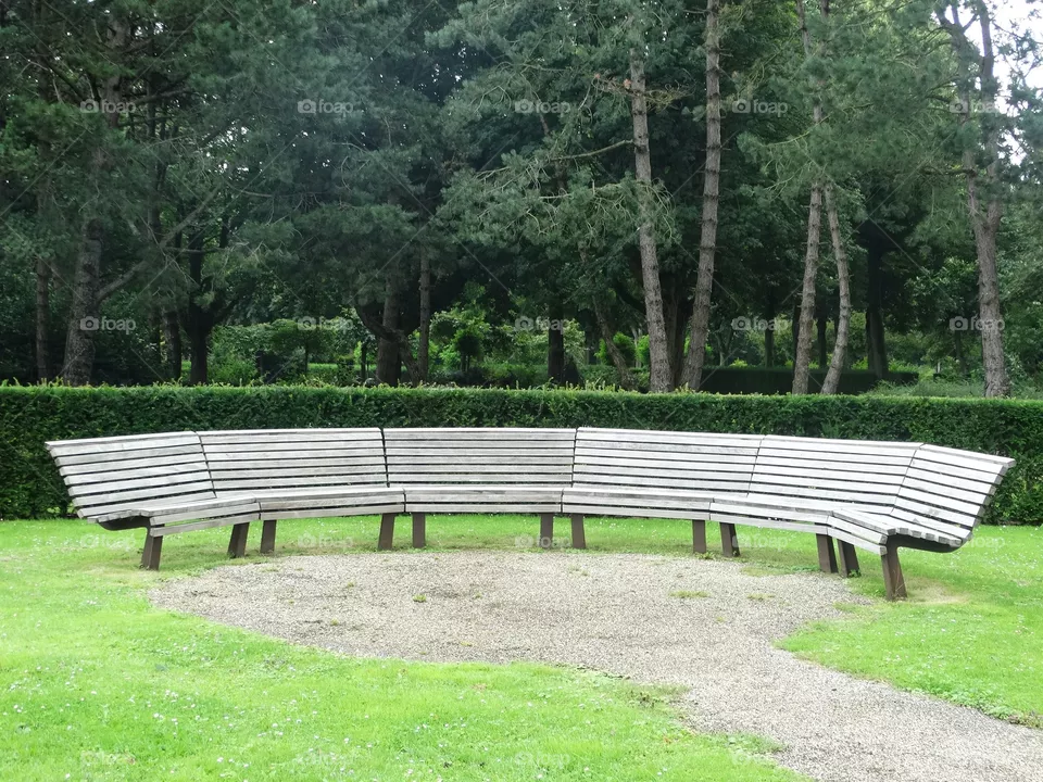 Long bench at nature funeral