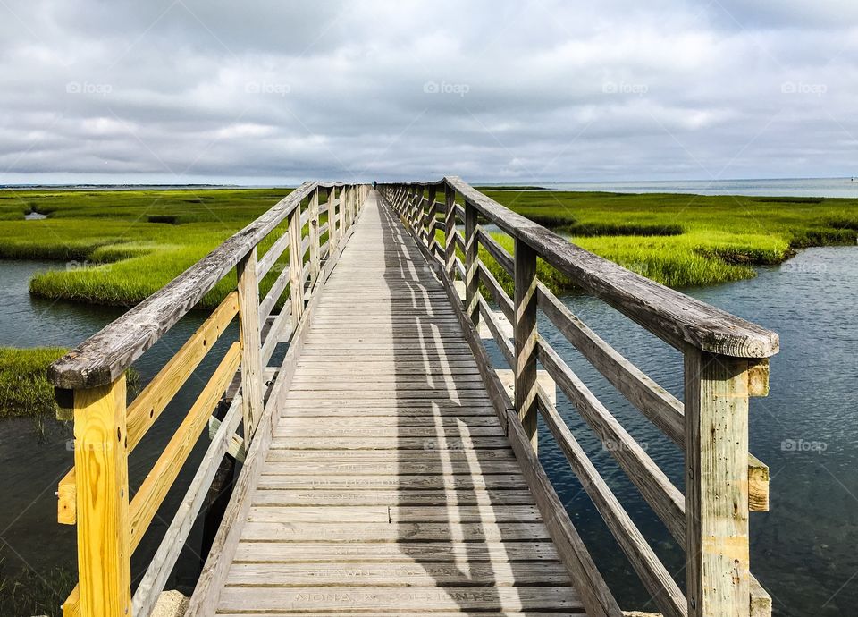 Heading out on the boardwalk.  This area is called “Bass Hole” and is on Cape Cod.  Surrounded by marshland that heads out into the ocean. 