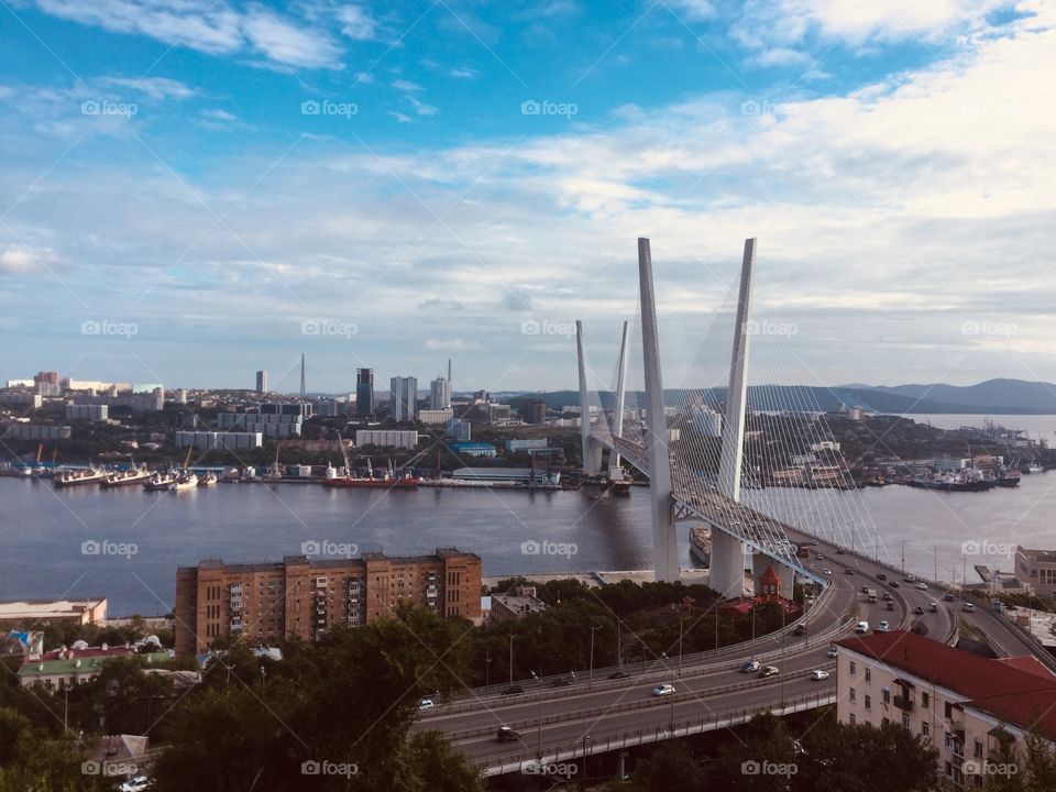 Russia, Vladivostok, bridge , blue sky
