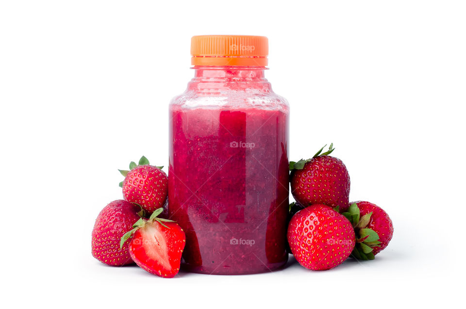 Delicious fruits smoothie in a jar