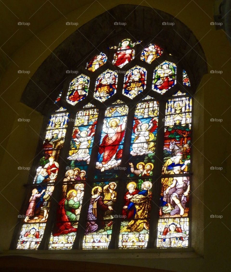 Stained glass window in St. Patrick's