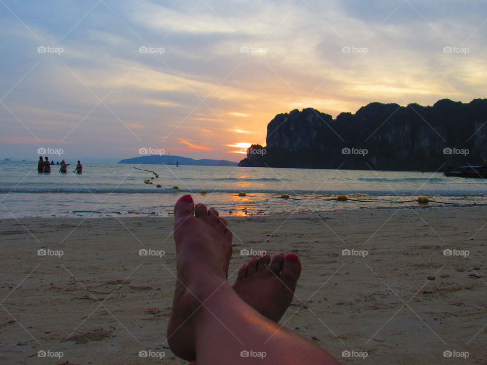 Railay beach sunset in Thailand