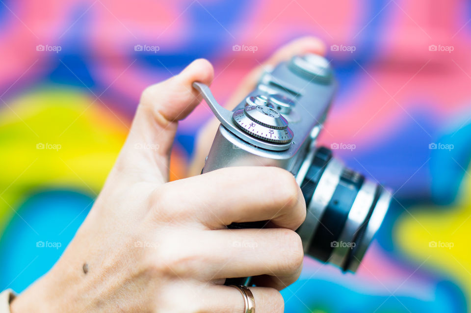 girl with retro camera