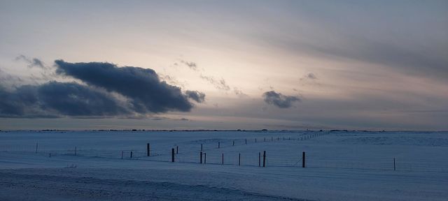 Winter wonder land. Snow covered landscape. Landscape in Iceland.