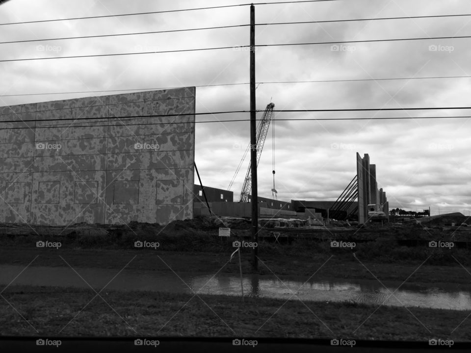 Construction showing progress in black and white in Florida 