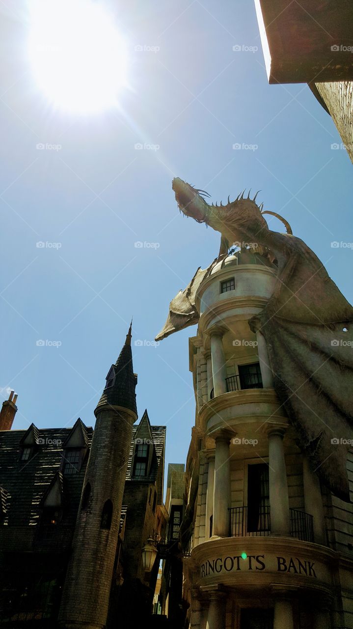 Fire breathing dragon from Harry Potter Universal Studios